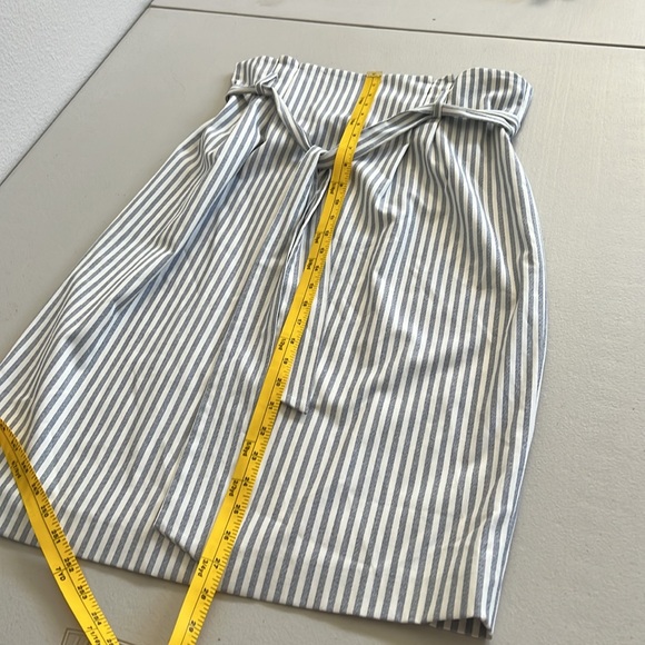 ANTONIO MELANI Paperbag High Waist Midi Pencil Skirt Striped Blue White Size 6 - Picture 9 of 11